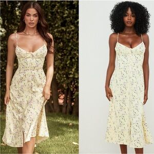 House of CB Annabella Lemon Floral Midi Sun Dress